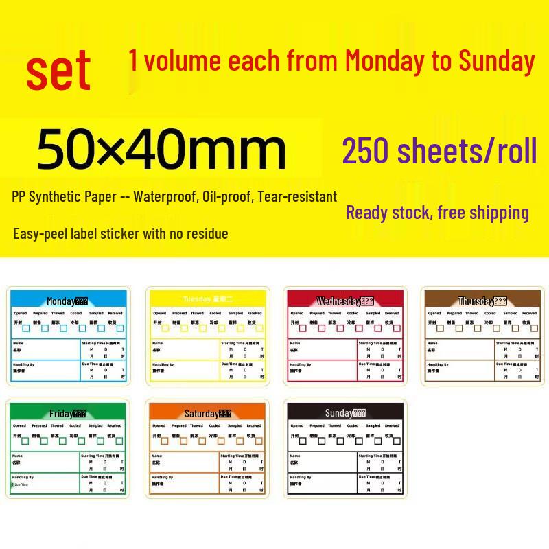 Yuzhou Weekly Removable Waterproof Food Labels