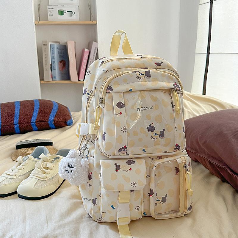 High-value summer new forest small fresh and sweet printed dog backpack Japanese cute backpack for primary and secondary school students