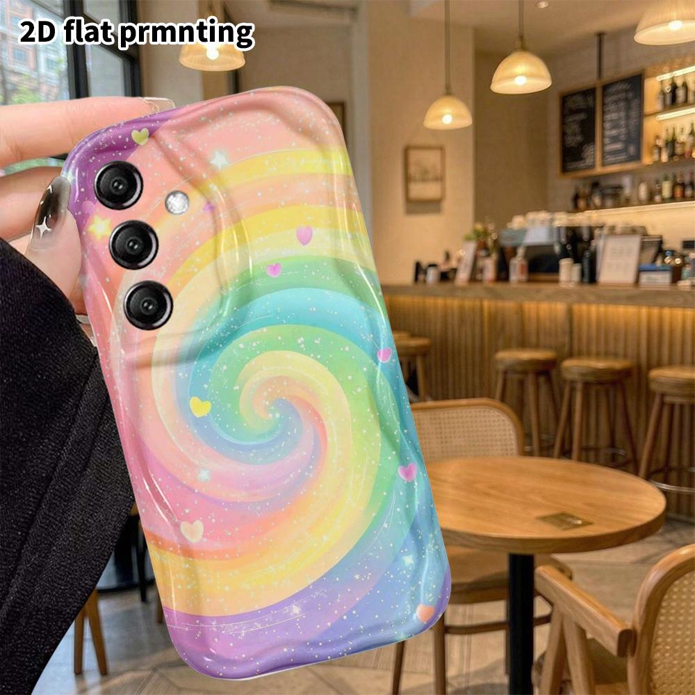 Phone Case: 2D Flat Samsung Galaxy A34 A35 M05 M06 S20 S22 S21 FE Plus 5G Protective Case, Candy Swirl, Christmas and Halloween Gifts
