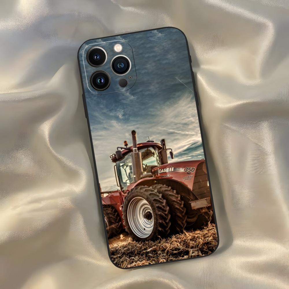 Coque de téléphone International Havester IH Tractor pour iPhone 16 15 14 13 12 11 Pro Max Xr X Xs Mini 8 Plus SE 2022 Noir Souple Si