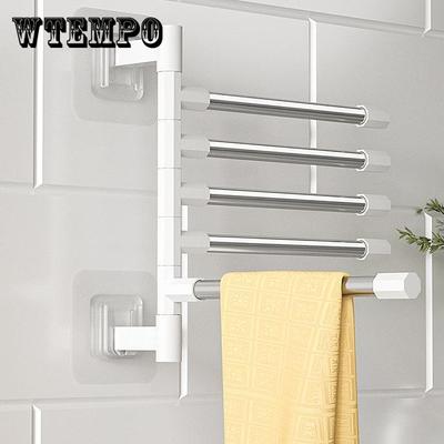 Estante para almacenamiento de toallas con rotación de baño, estante organizador de acero inoxidable sin perforaciones, estantes de pared colgantes, soporte para inodoro con ventosa