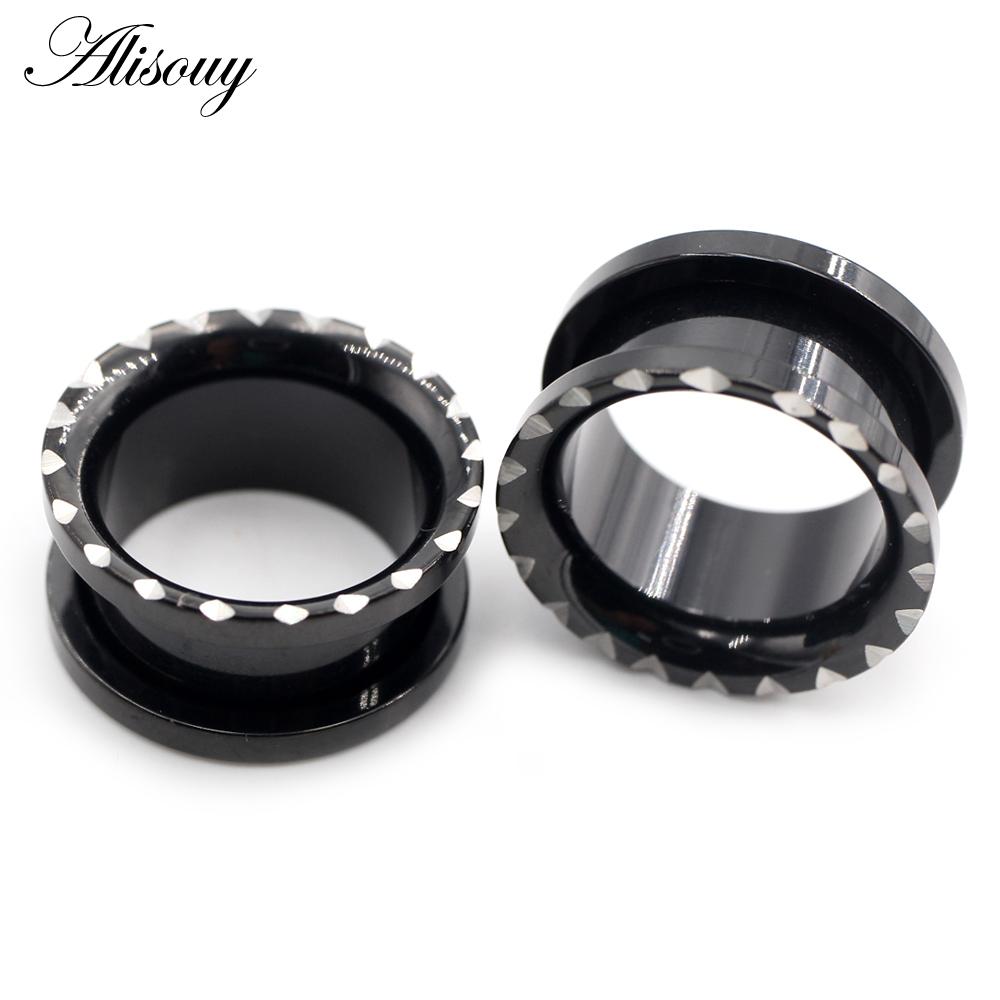 

Alisouy 2PCS Розрізні зуби з нержавіючої сталі Круглі вушні датчики Тунелі Заглушки Розширювач Носилки Сережки Пірсинг Прикраси для тіла 10mm чорний