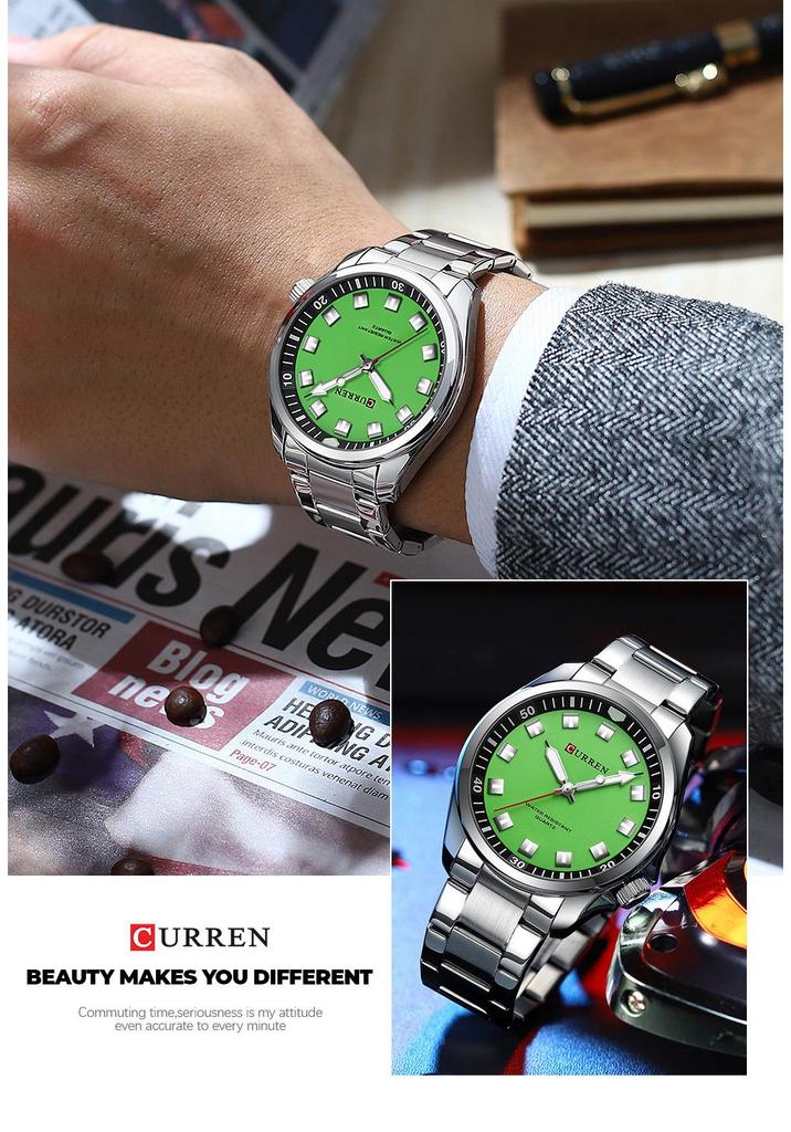 CURREN 8451 Men's Waterproof Business Quartz Watch with Steel Band