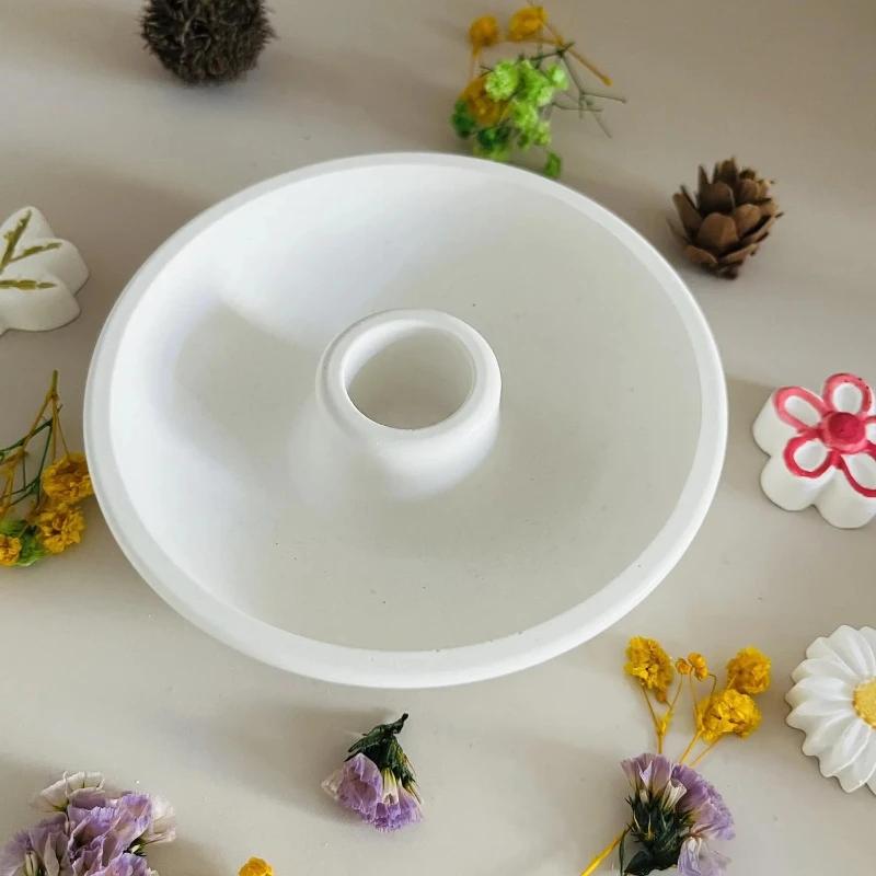 DIY Handmade round Candle Bowl Insertion Platform Resin Ceramic Mold - Top Quality Craft Mold for Concrete Candlestick Bracket