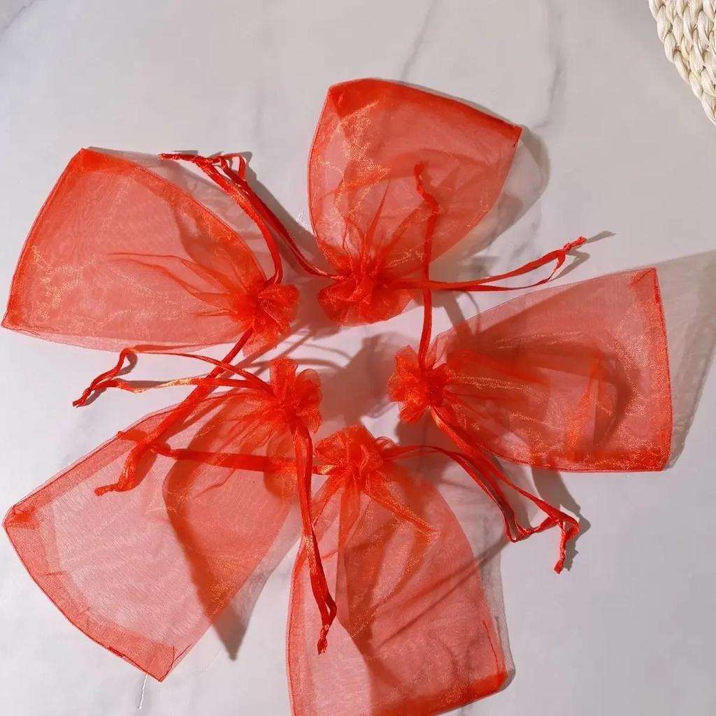 100 Farbige Transparente Garnbeutel Schmuck Süßigkeiten Geschenk Kosmetik Probeverpackungsbeutel Mehrere Größen Einfarbig Bündeltaschen