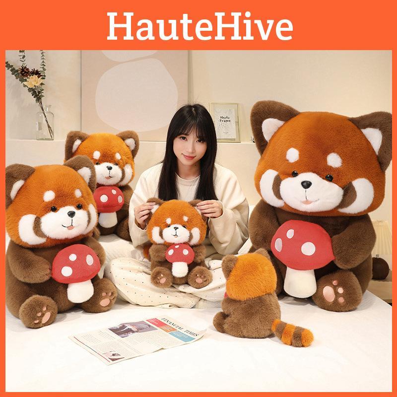 Plush Raccoon Mushroom Toy Cartoon Stuffed Doll Kids Birthday 2636cm Gift