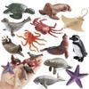 Kids' Mini Ocean Animal Set: Octopus, Penguin, Seal, Crab, Starfish, Turtle, Ray Models