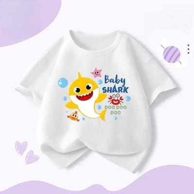 Camiseta de Verão 2025 Nova Estampa Fofa de Desenho Animado Roupas Infantis Verão Camiseta de Manga Curta para Menino Menina