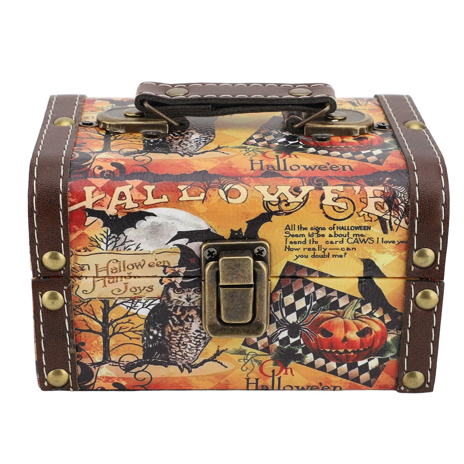 

Деревянная коробка для хранения, антикварная, сова, тыква, украшение, шкатулка для хранения вещей с ручкой-замком для ювелирных изделий, фотографии C S 15x11x9cm / 5.9x4.3x3.5in