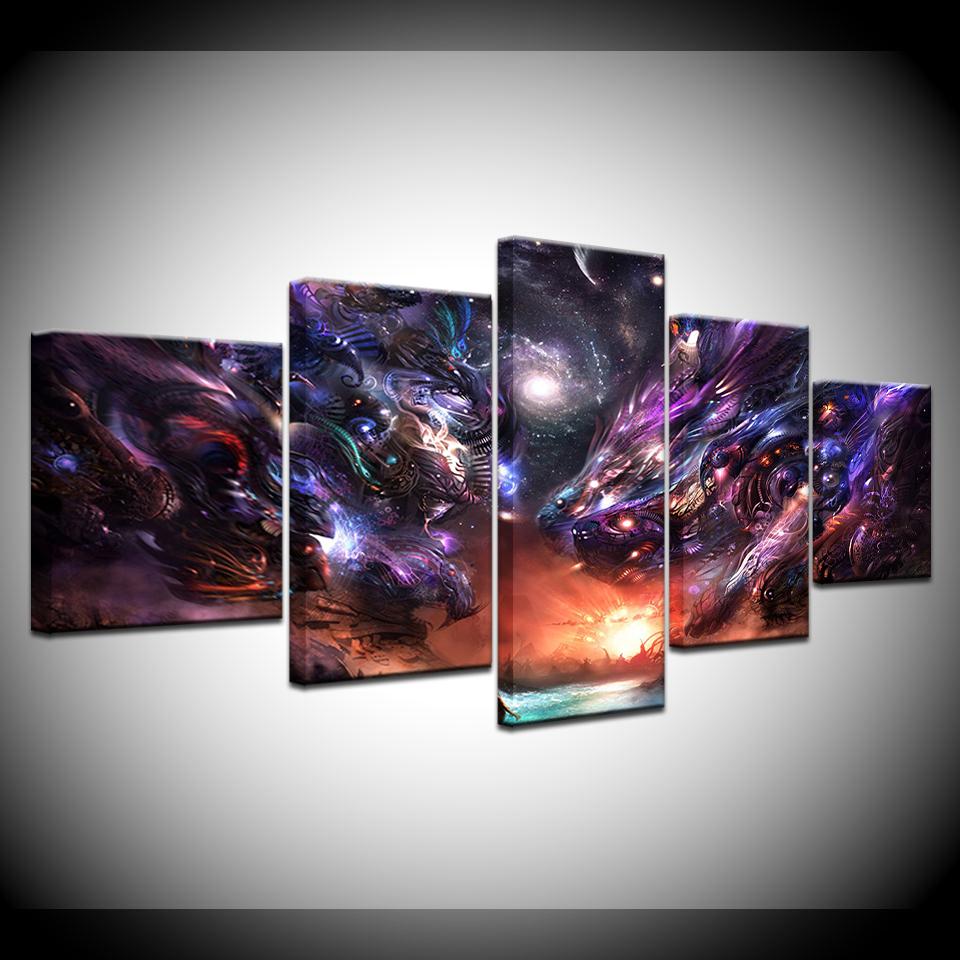 Several glowing faucets 5 Piece HD Wallpapers Art Canvas Print modern Poster Modular art painting for living room Home Decor