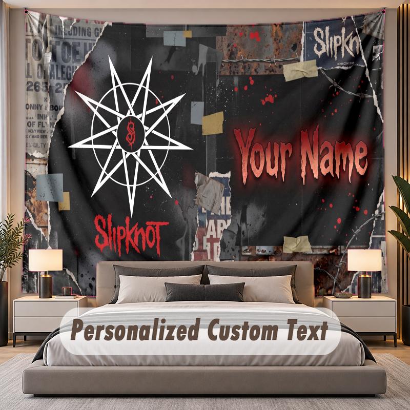 Custom Name Text Tapestry Slipknot Personalized Polyester Wall Tapestry For Bedroom And Room
