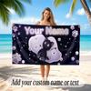 Cat Theme Soft Beach Towel Personalized Custom Name Text Towel Portable for Beach Pool Travel