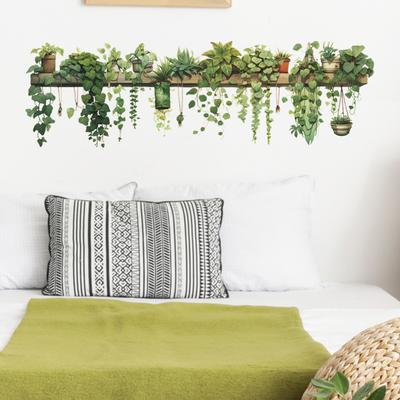 90x30CM Green Plants Wall Sticker Waterproof PVC Self-adhesive Modern Living Room Kids Bedroom Potted Plant Greenery Wall Art Decoration Decal