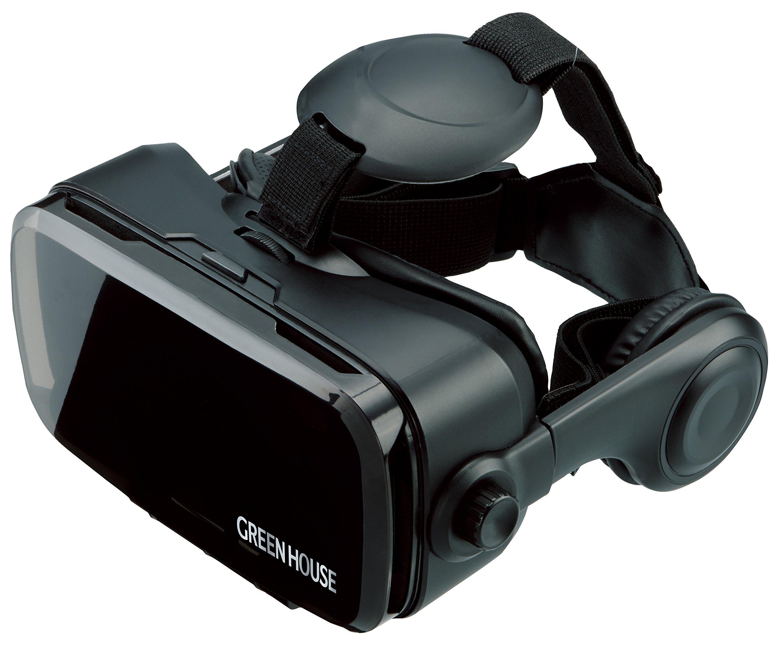 

Green House 3D VR Goggles Headset Headphones Integrated Compatible Smartphone Size inches 4.7-6.1 GH-VRHB-BK