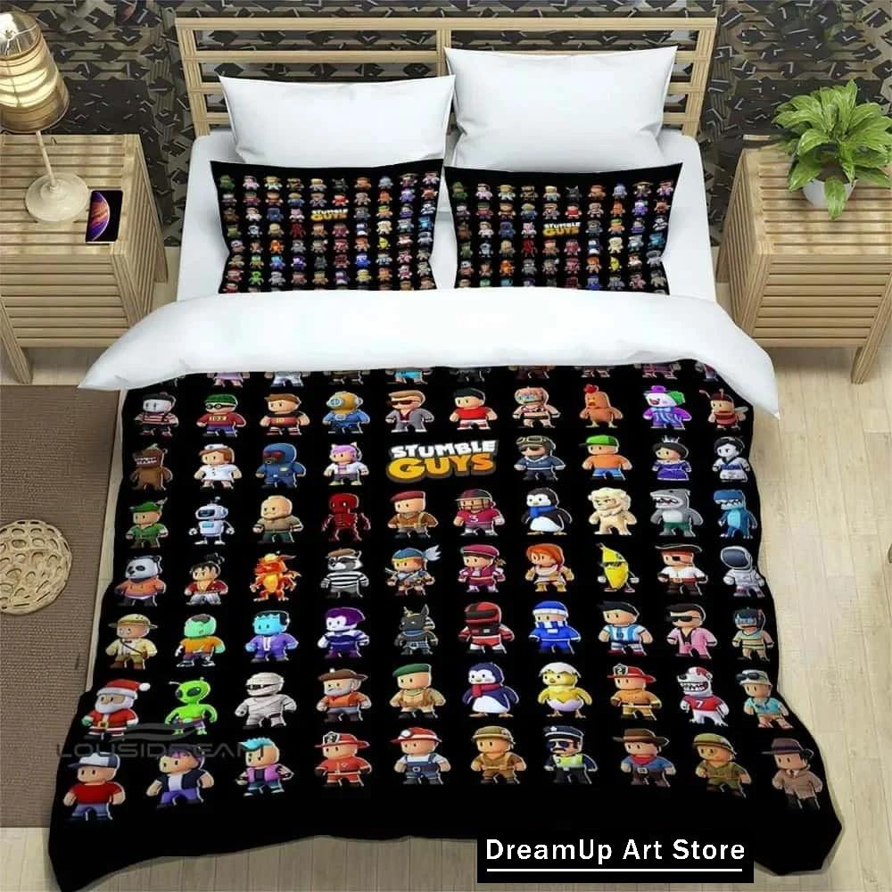 

3D Игра Мультяшный Stumble-guys Постельный Комплект Пододеяльник Покрывало для Кровати с Наволочкой Полуторный Односпальный Двуспальный Кинг-сайз Для Мальчиков Взрослых Дом AU Queen 210x210cm