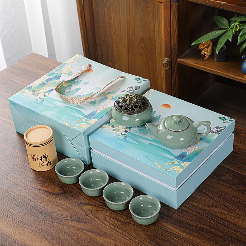 Chinese Style Ge Kiln Tea Set with Ruyi Pot Ruyi Pot Ge Kiln Tea Set