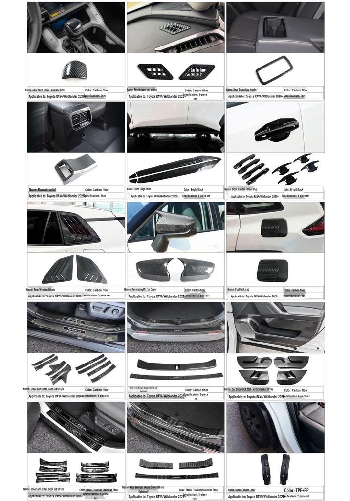 2026 Toyota RAV4 Rongfang Door Kick Mats & Interior Protection Panels