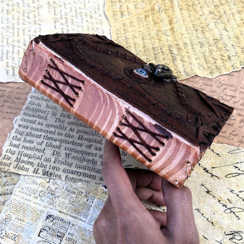 Aesthetic Vintage Leather Journal Diary Notebook Sketchbook with Premium Hocus Focus Theme and Deckle Pages & C-Lock Best To Gift