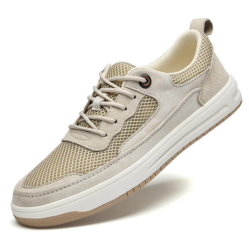 Classic Men's Leather Casual Lace Up Round Toe Climbing Shoes Men's Outdoor Walking Breathable Outdoor School Flats Shoes