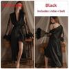 Sexy Solid Color Womens Satin Sleep Dress And Robe Set For Comfortable Nightwear