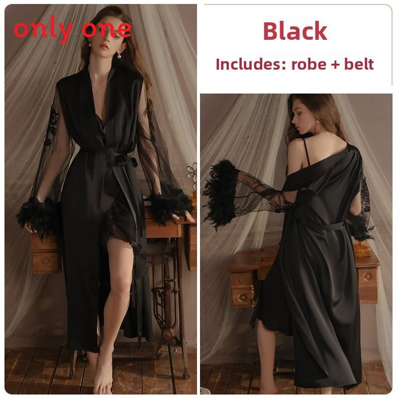 Sexy Solid Color Womens Satin Sleep Dress And Robe Set For Comfortable Nightwear