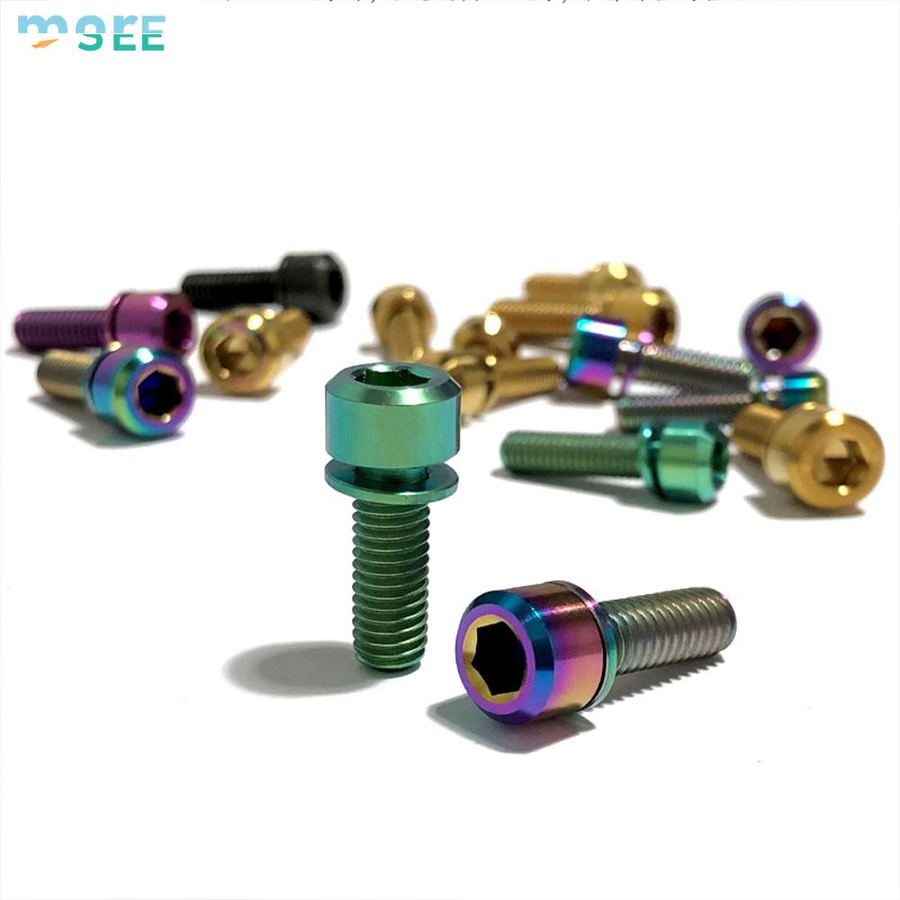 SeeMore Titanium Alloy Bike Allen Hex Bolts Anti-Corrosion Lightweight Road Bike Stem Parts Bicycle Stem Screw with Washers Set