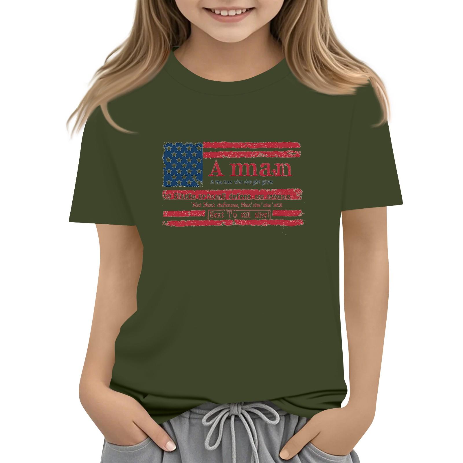 

Children s Round-Neck Independence Day Short-Sleeved Casual T-shirt Top 110