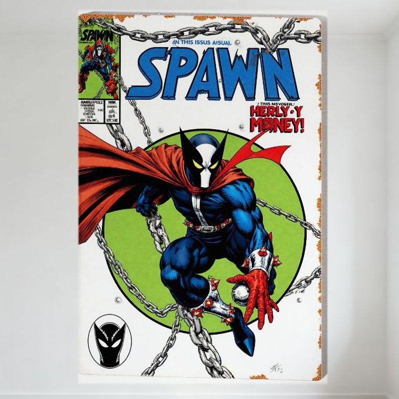

Обкладинка коміксу Spawn Металева жестяна табличка Вінтажний плакат бойовика для домашнього бару Кафе Чоловіча кімната Настінний декор 20x30cm（7.8x11.8inch）