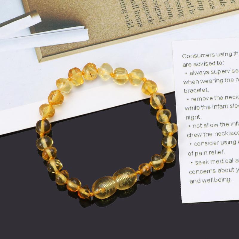 Ekte Baltic Amber Teething Armbånd Rå og ankel babyperler for bitringer