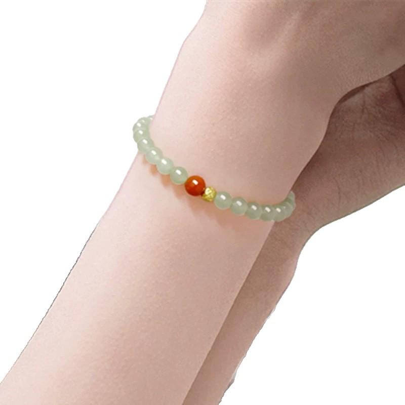 Hetian Jade & Red Agate Bracelet - Chinese Style Jewelry for Women