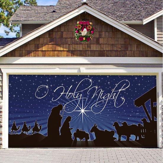 Christmas Garage Door Cover Large Christmas Banner Backdrop Decoration for Indoor Outdoor Garage Door Gate Party Wall Decor