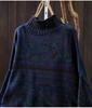 Women's Retro Style Printed Knit Sweater with Half-High Neck