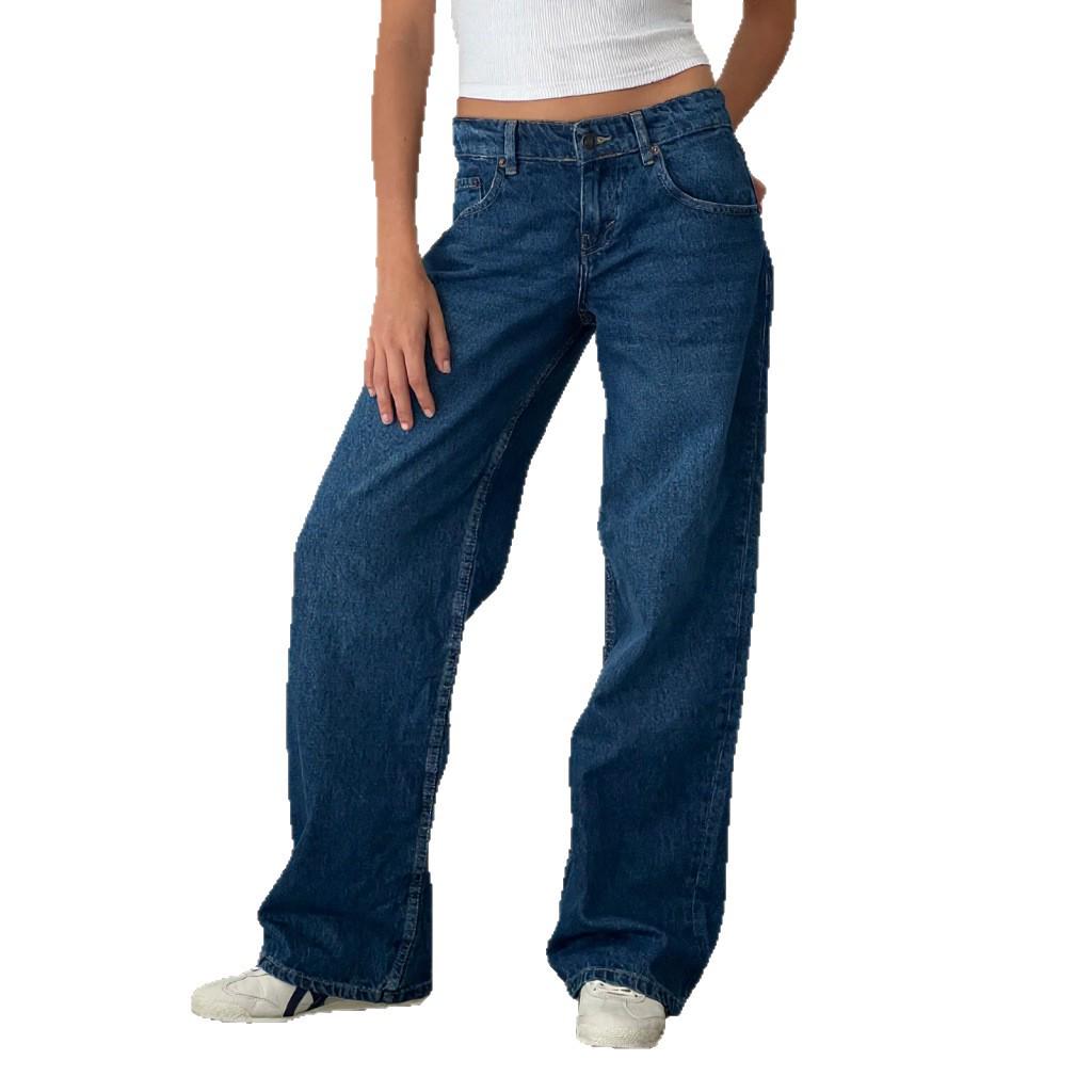Retro Slim-Fit Wide-Leg Women's Denim Pants