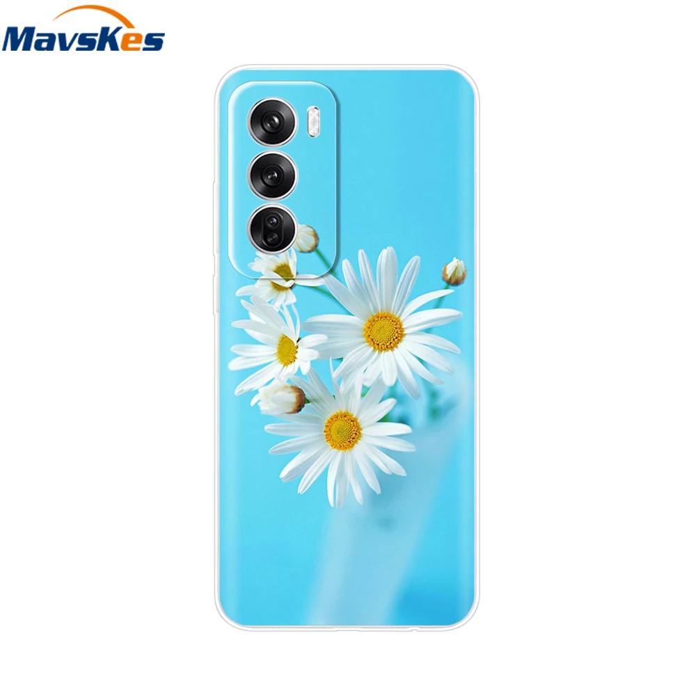 OPPO Reno 12 Pro 5G Case Fashion Flower Silicone Phone Case For OPPO Reno 12 Cover Reno12 Pro Bumper 2024 Soft Black TPU Fundas