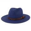 Navy Panama Hat Straw Summer Hats for Women Men Fedora Wide Brim Belt Decorate Male Female Jazz Sombrero Cap Black Pink New