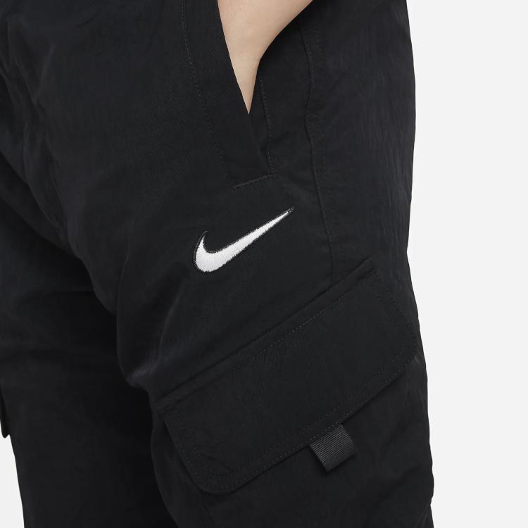 Nike Solid Color Logo Straight-Leg Knit Pants Kids Bottoms Black FD3239-010