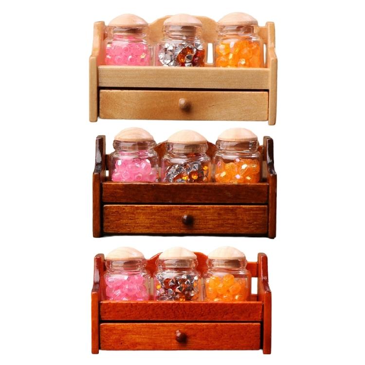 Miniature Wooden Jar Organizer 1/12 Scale Dollhouses Furniture Retro Kitchen Decors MultiPurpose Display Shelf