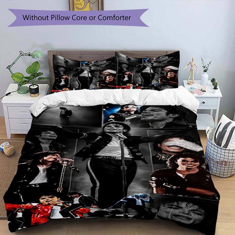 3pcs Duvet Cover Set (1*Duvet Cover + 2*Pillowcase, Without Core), Michael Jackson Print Bedding Set, Bedroom Decor, All‑Season, Birthday Gift