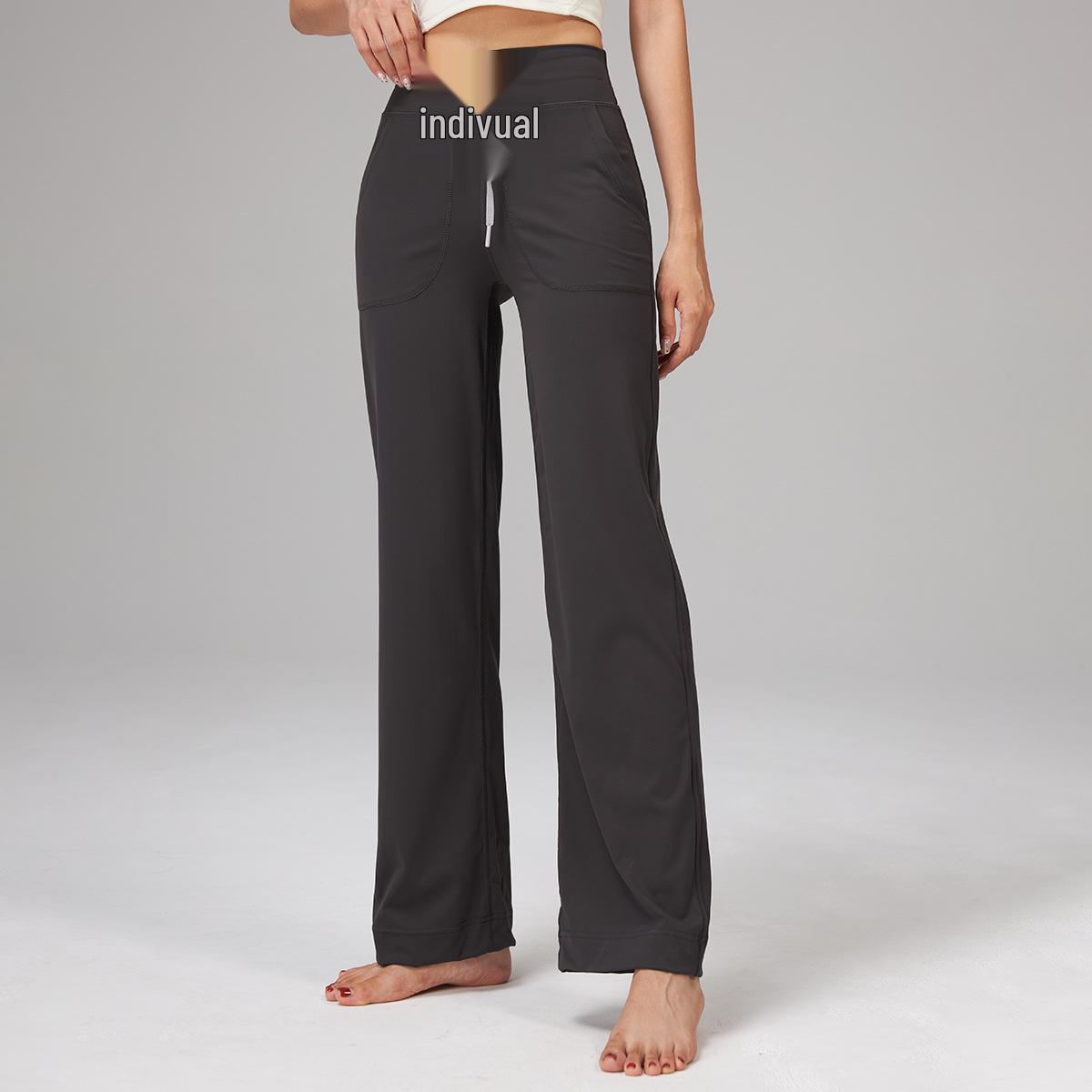 

Lulu High-Elastic Women s Nylon Yoga Pants: High-Waisted, Breathable, Double-Pocket, Wide-Leg, Brushed Sports Style L (Size 6)