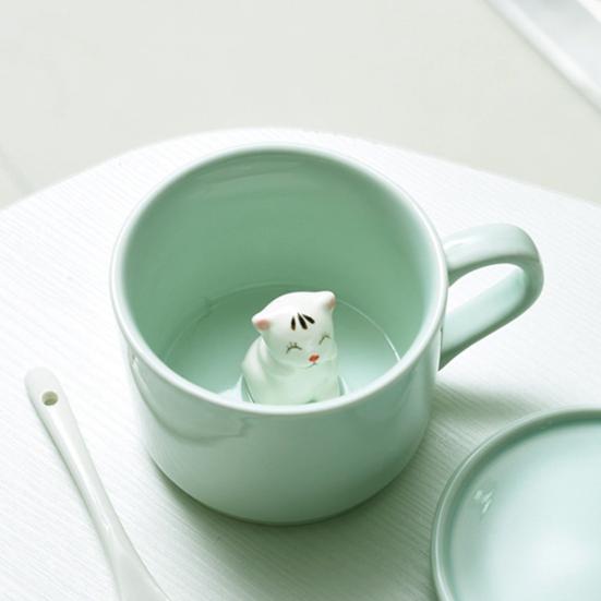 Hrnek na vodu s 3D efektem Nádherná keramická kreativní dekorace Animal Decor Milk Cup Home