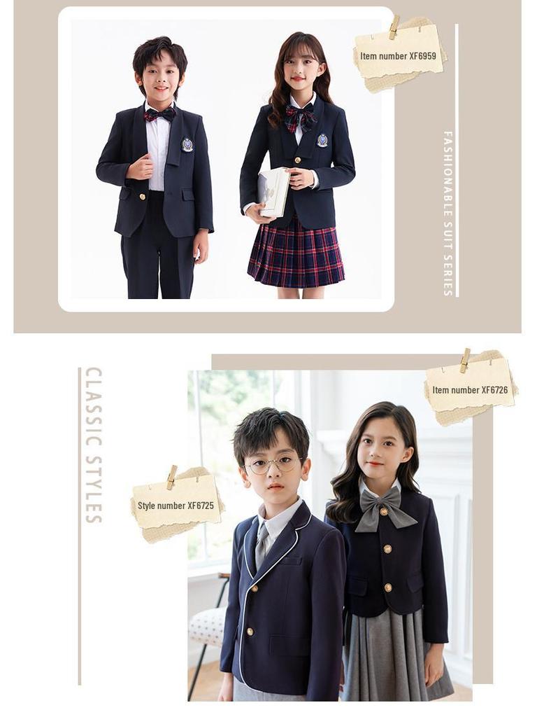 Dětské školní oblečení: Saka, blejzry v britském stylu, školní uniformy pro mateřskou a základní školu, sezónní oblečení do třídy a hostitelské šaty