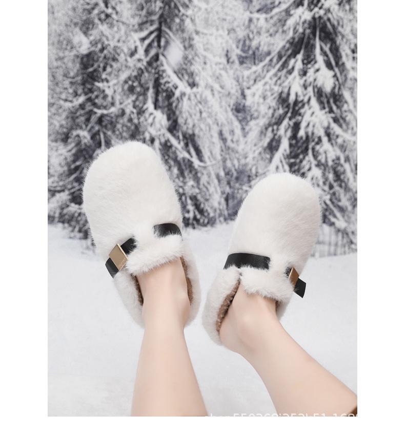 Damskie pluszowe bawełniane kapcie z zakrytymi palcami w stylu koreańskim na jesień i zimę