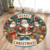 Santa Claus and Sled Round Carpet Christmas Tree Elk Snowman Round Carpet Bedroom Carpet Home Floor Mat Washable Leisure Carpet