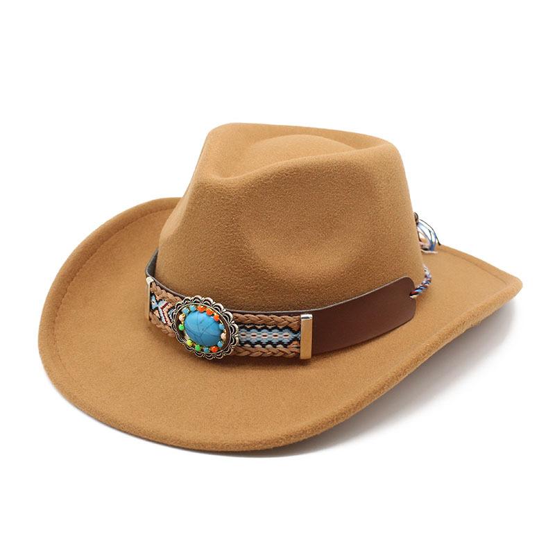 Casual Versatile Retro Ethnic Style Men'S And Women'S Parent-Child Western Cowboy Hat Big Edge Wide Edge Sunshade Top Hat
