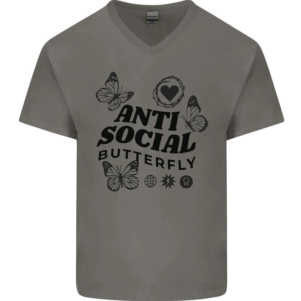 

Футболка унисекс «Антисоциальная бабочка» с V-образным вырезом