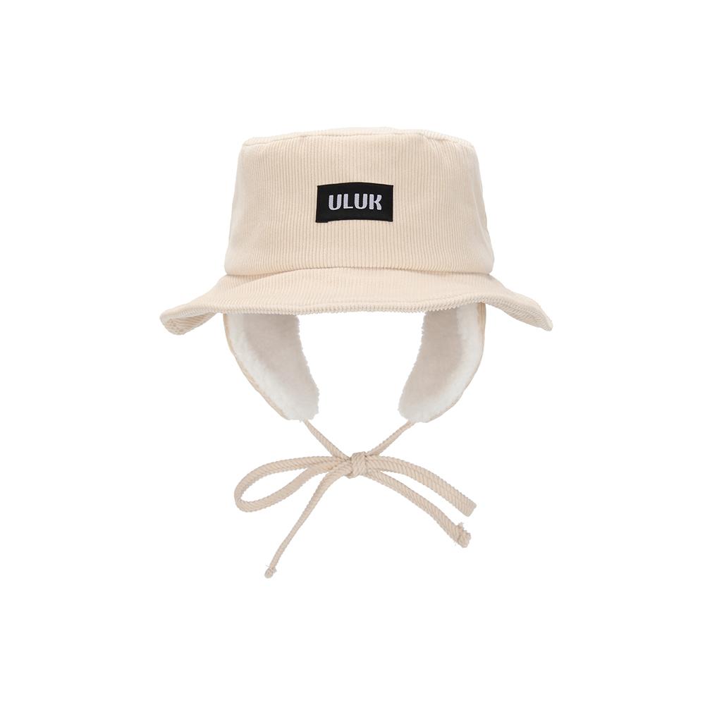 ULUK Essential Label Corduroy Wool Earmuff Bucket Hat_Ivory