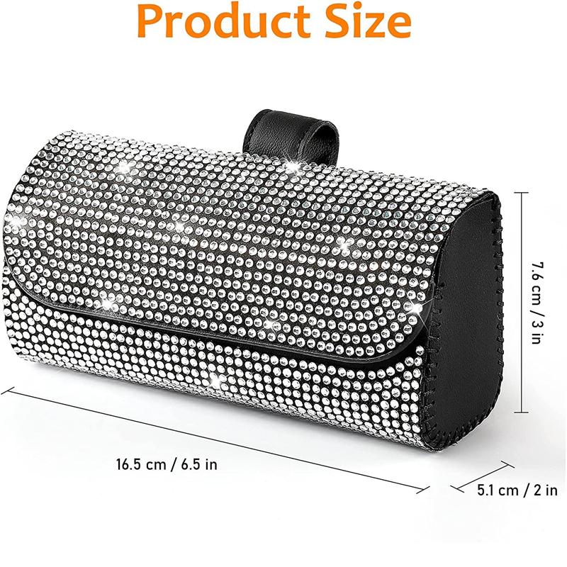 Diamant-Auto-Brillenetui, Sonnenbrillen-Aufbewahrungsbox, Brillenhalter, Sonnenblende, Brillenetui, Bling Auto-Assessoires-Innenausstattung für Damen