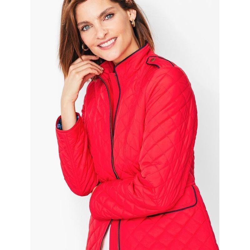 

Eye-Catching Trim Stand Collar Lightweight Warm Cotton-Padded Jacket for Plump Girls Red L