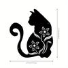 1pc Black Cat Metal Wall Art Floral Accents Home Decor 15.74 Inch for Living Room Bedroom Kitchen Outdoor Cat Decoration