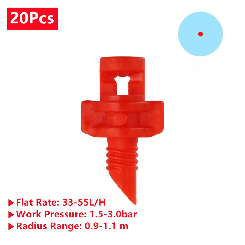 Refraction Nozzle and Spiked Holder Kit 90/180/360 Degree Spraying Head for Garden Lawn Drip Irrigation Micro-Spraying 20/100Pcs